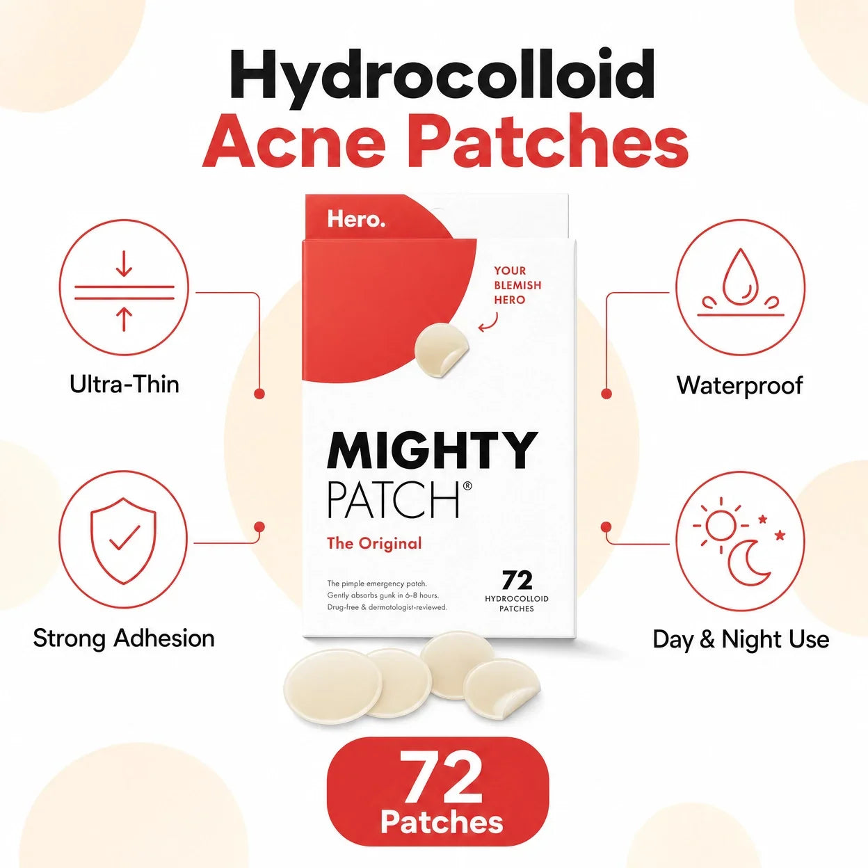 HERO Mighty Pimple Patch, Acne-Free Skin Overnight Solution