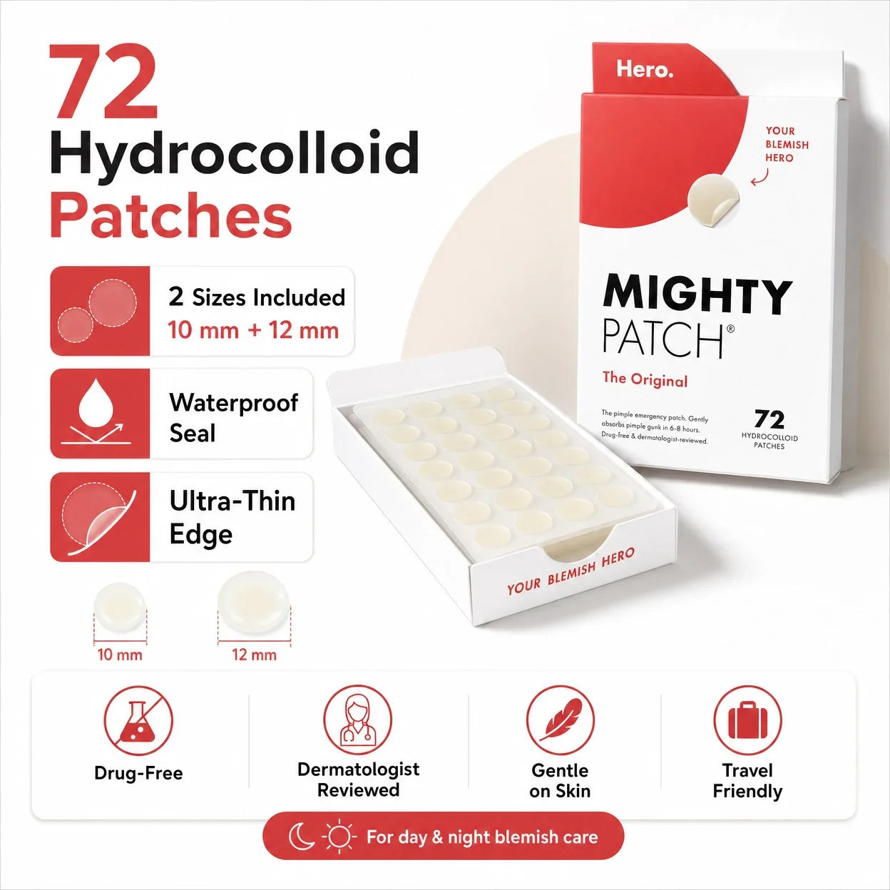 HERO Mighty Pimple Patch, Acne-Free Skin Overnight Solution